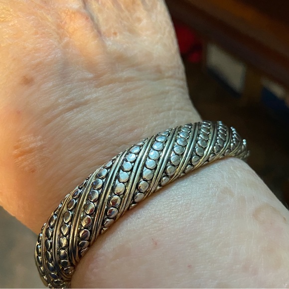 Silvertone Hinged Bracelet - Picture 9 of 11